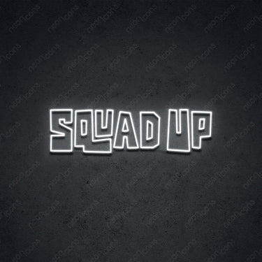 'Squad Up' Neon Sign 45cm (1.5ft) / White / LED by Neon Icons